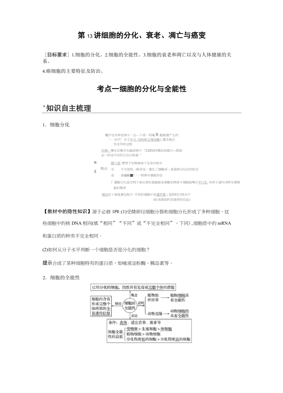 2022年高考生物一輪復(fù)習(xí) 細(xì)胞的分化、衰老、凋亡與癌變_第1頁