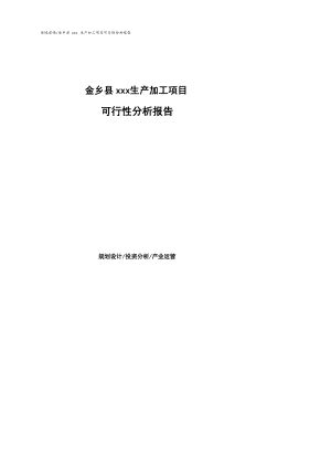 金乡县可行性研究报告（代项目建议书）