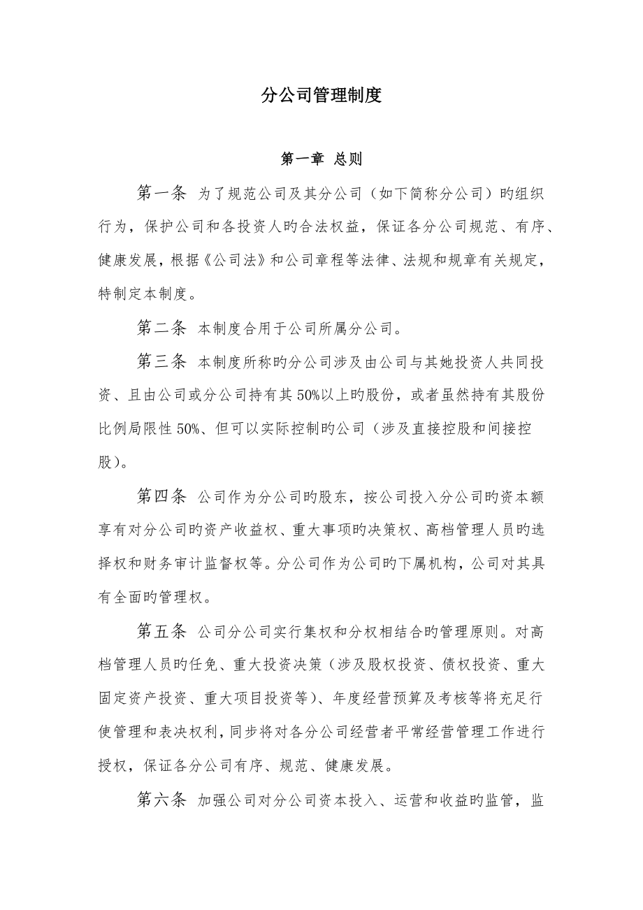 分公司管理新版制度_第1页