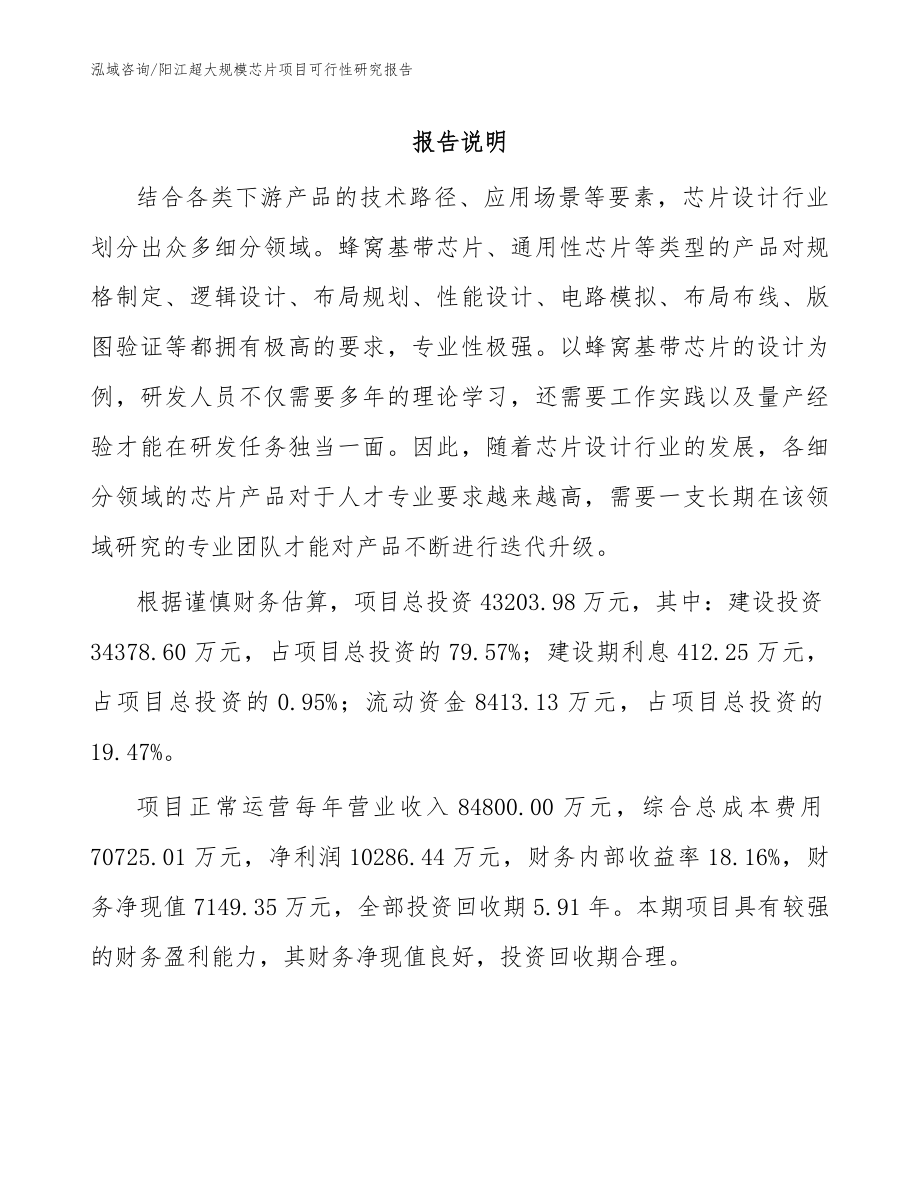阳江超大规模芯片项目可行性研究报告_第1页