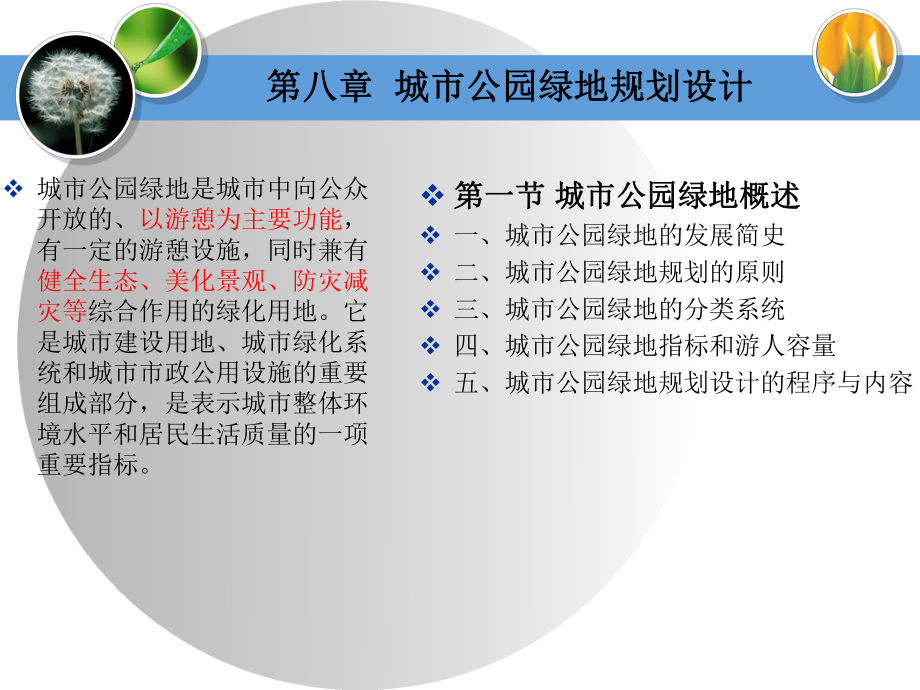 公園概述、綜合公園、兒童公園.ppt_第1頁