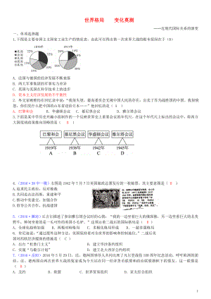 中考?xì)v史第一輪復(fù)習(xí)專題訓(xùn)練世界格局變化莫測——近現(xiàn)代國際關(guān)系的演變