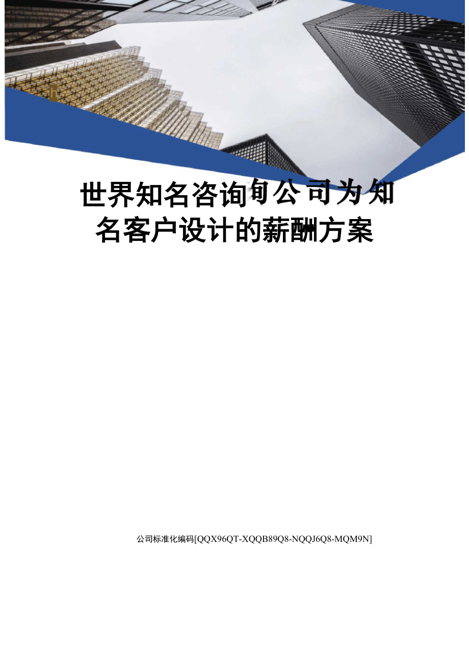 世界知名咨询公司为知名客户设计的薪酬方案_第1页