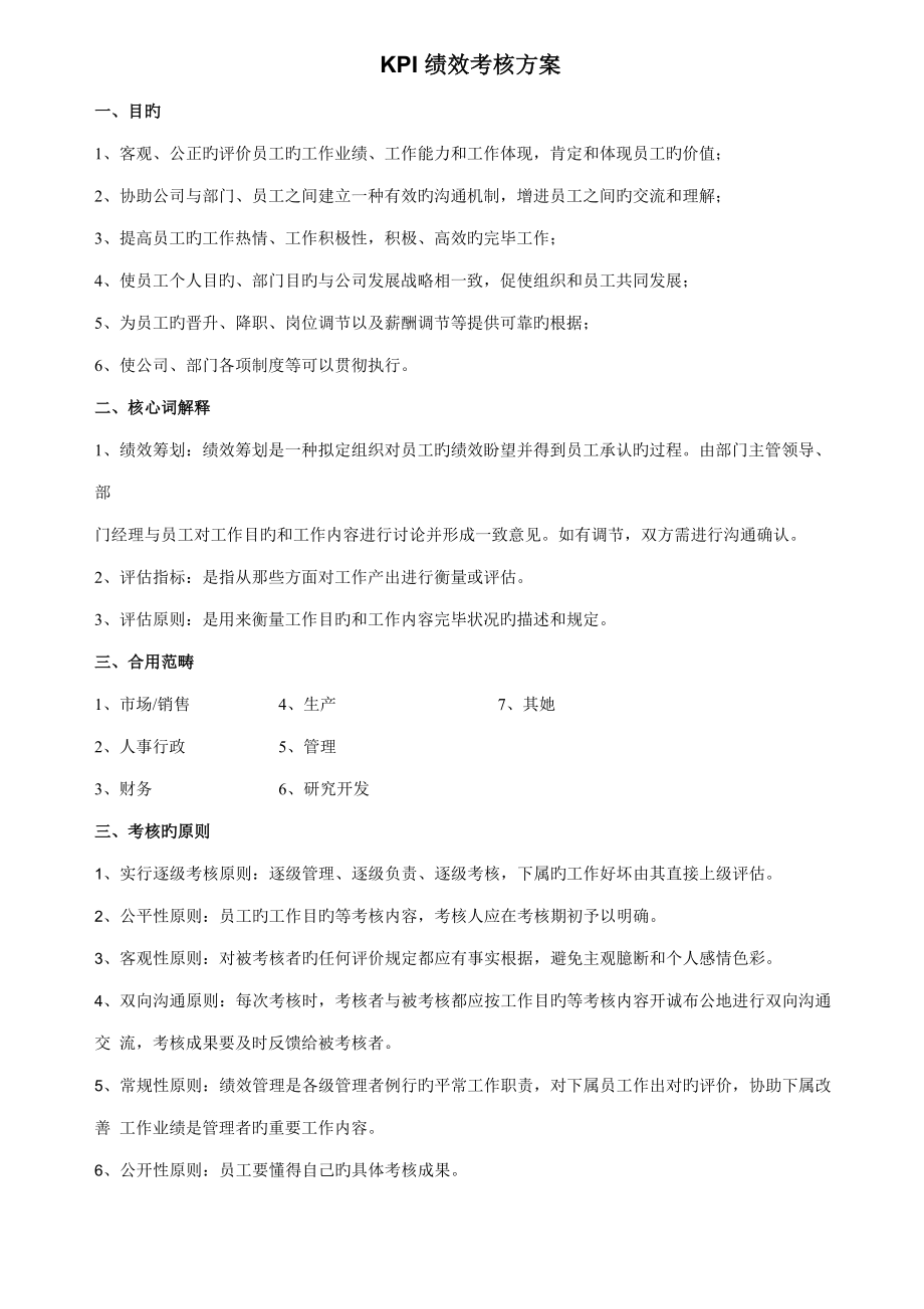 公司KPI绩效考评专题方案_第1页