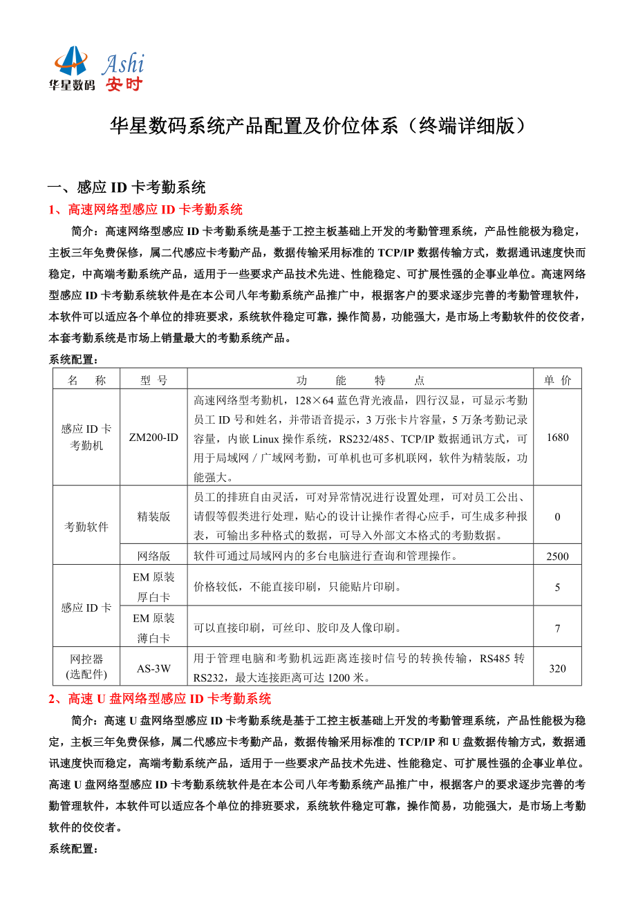 华星数码系统产品配置及价位体系(终端详细版)1_第1页