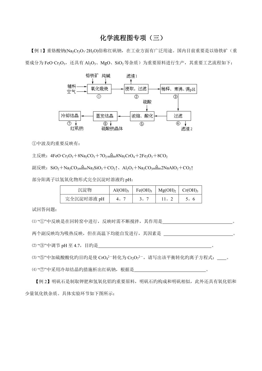 高三化学标准流程图试题_第1页