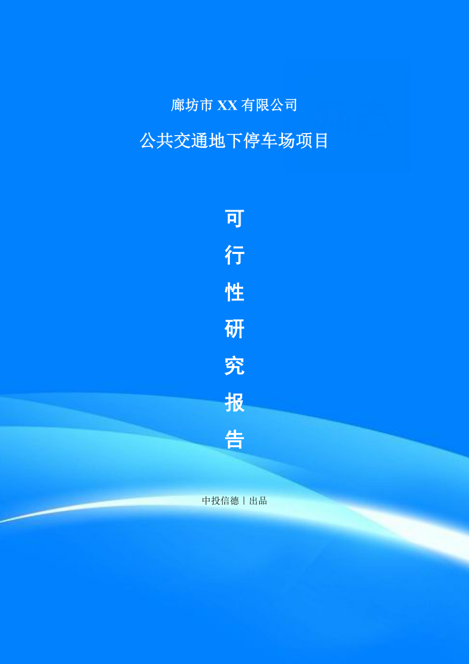 公共交通地下停車場建設(shè)項(xiàng)目申請備案報(bào)告可行性研究報(bào)告_第1頁