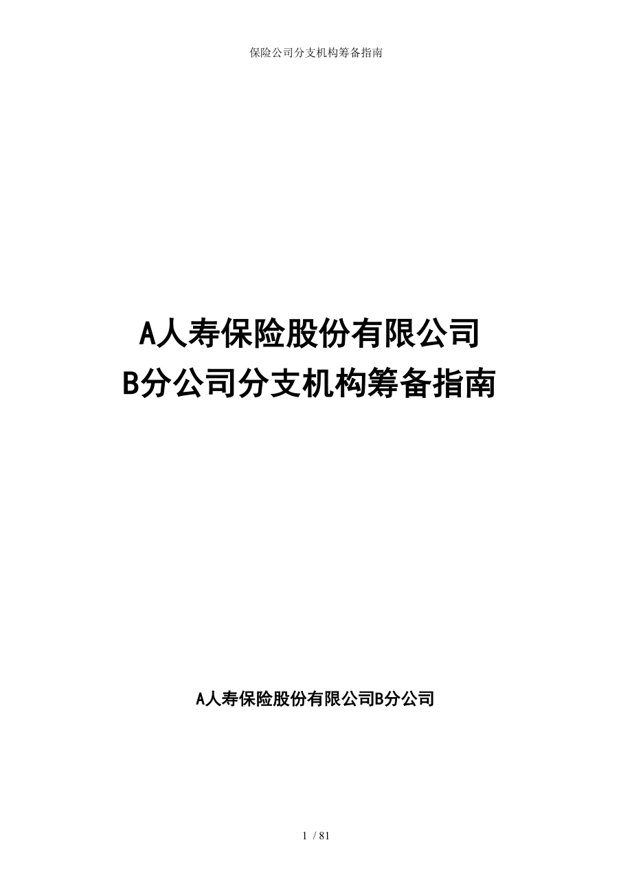 保险公司分支机构筹备指南_第1页