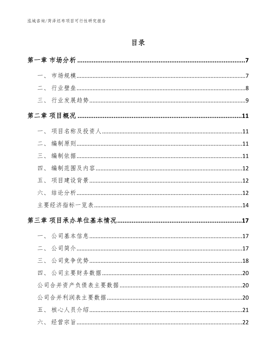 菏泽坯布项目可行性研究报告【模板参考】_第1页
