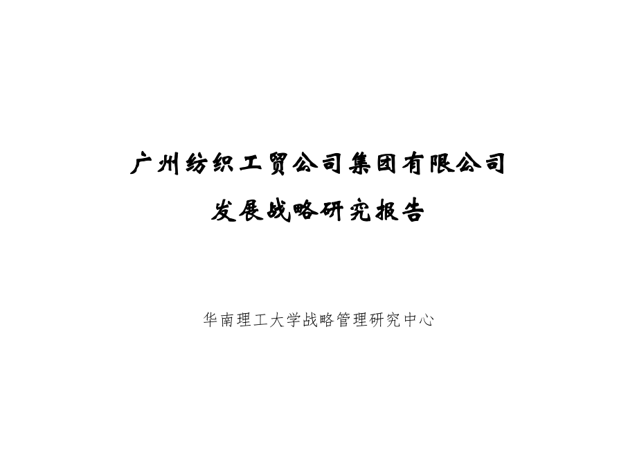 华南理工大学广州纺织战略发展规划报告_第1页