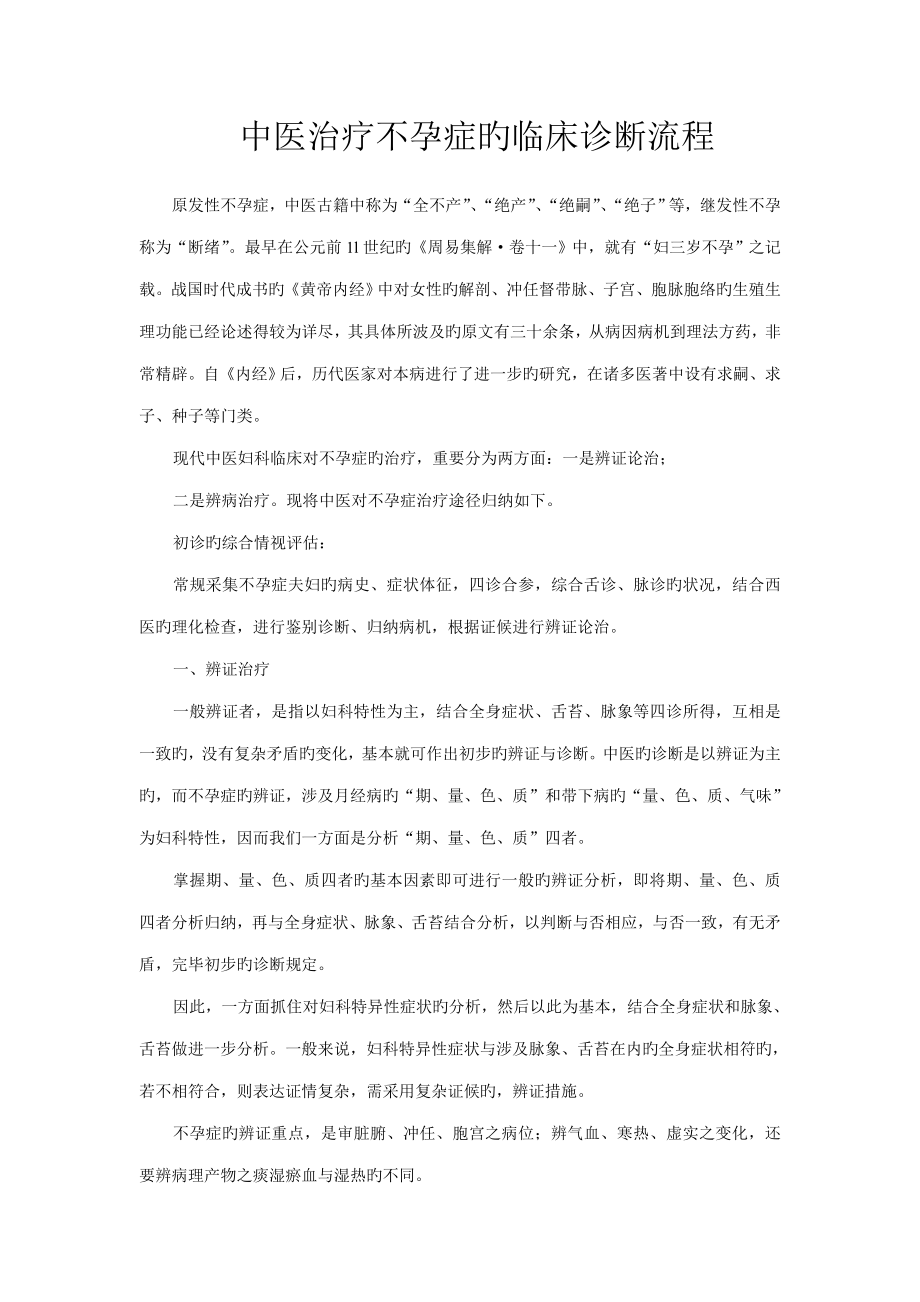 中医治疗不孕症的临床诊疗标准流程_第1页