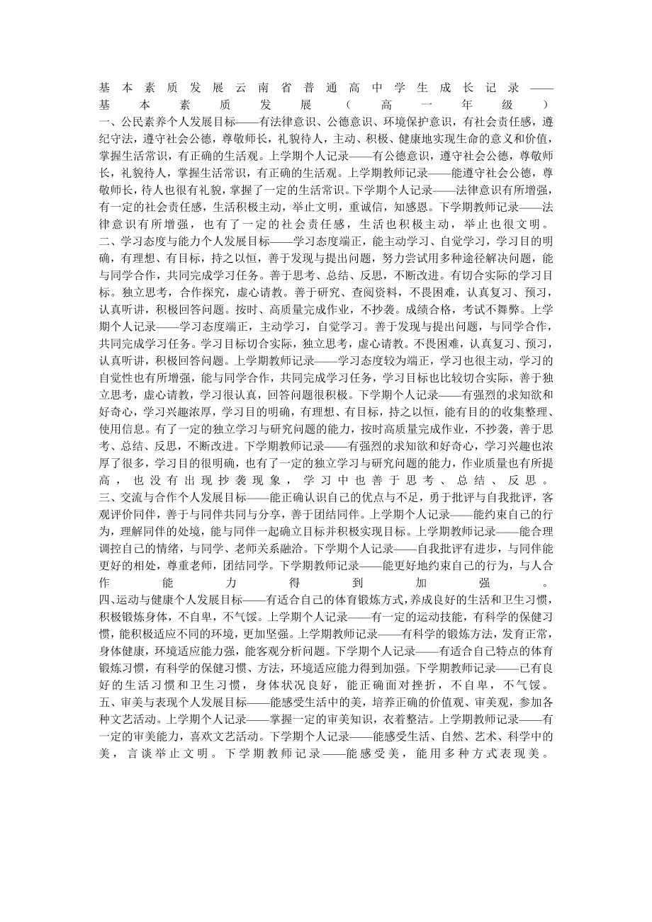 普通高中學(xué)生成長(zhǎng)記錄.(全面)doc.doc_第1頁(yè)