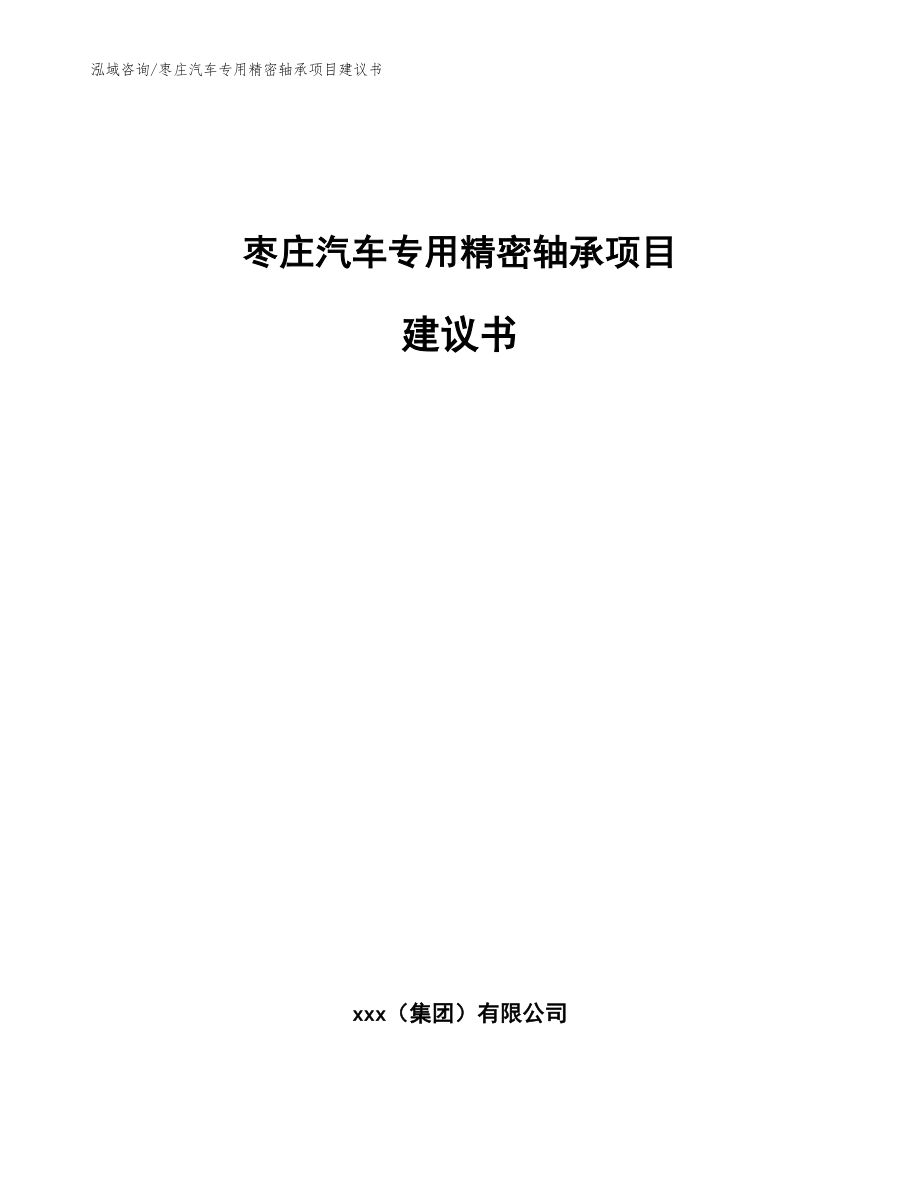 枣庄汽车专用精密轴承项目建议书【参考模板】_第1页