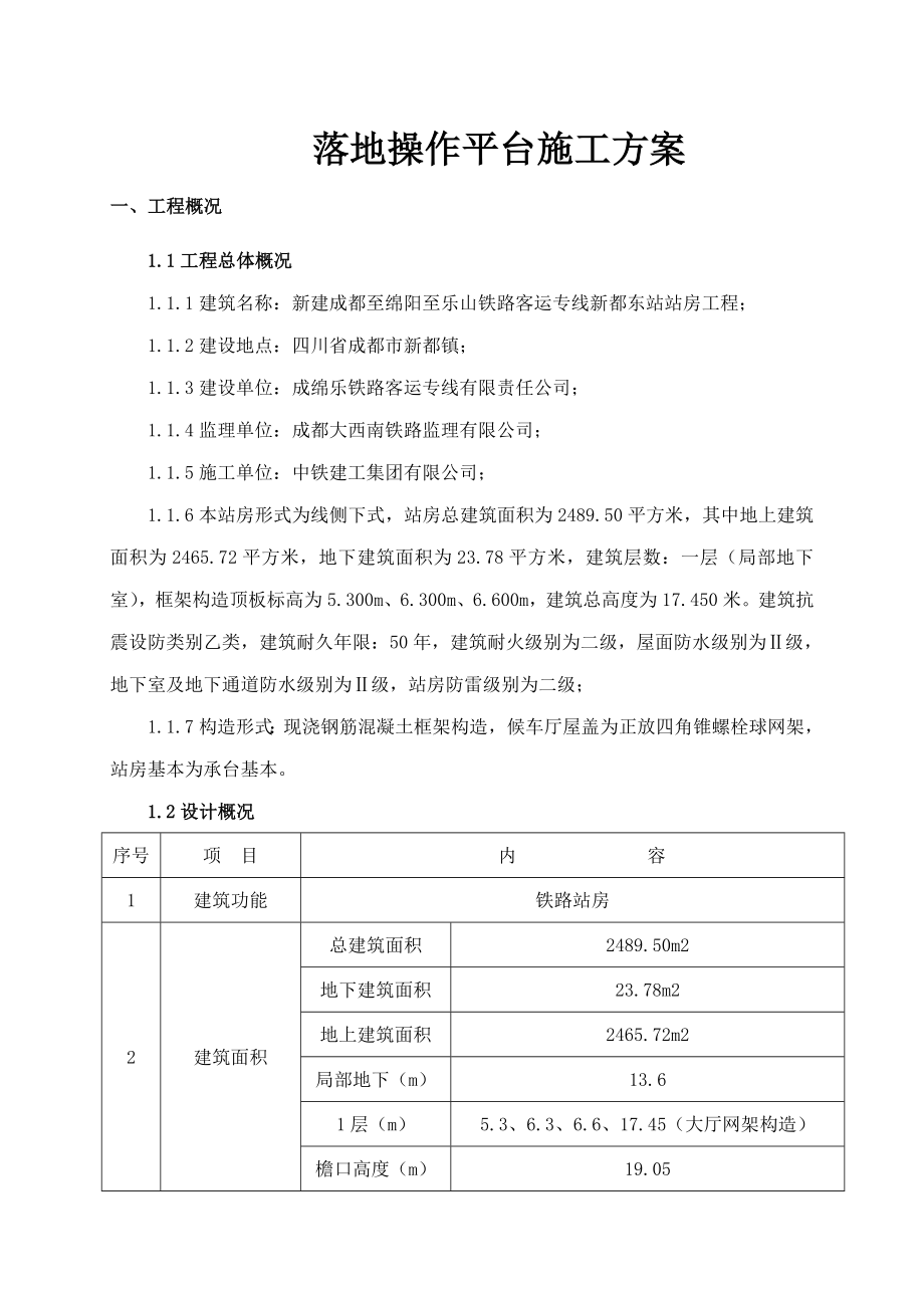 落地操作平台综合施工专题方案_第1页