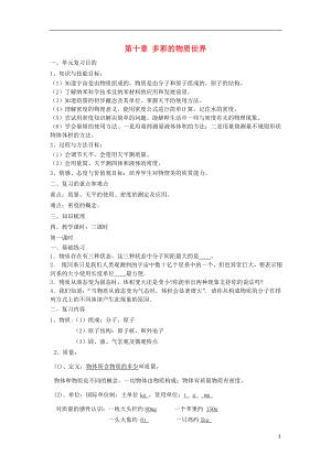 2021年中考物理一輪復(fù)習(xí) 第十章 多彩的物質(zhì)世界（3課時(shí)） 教案