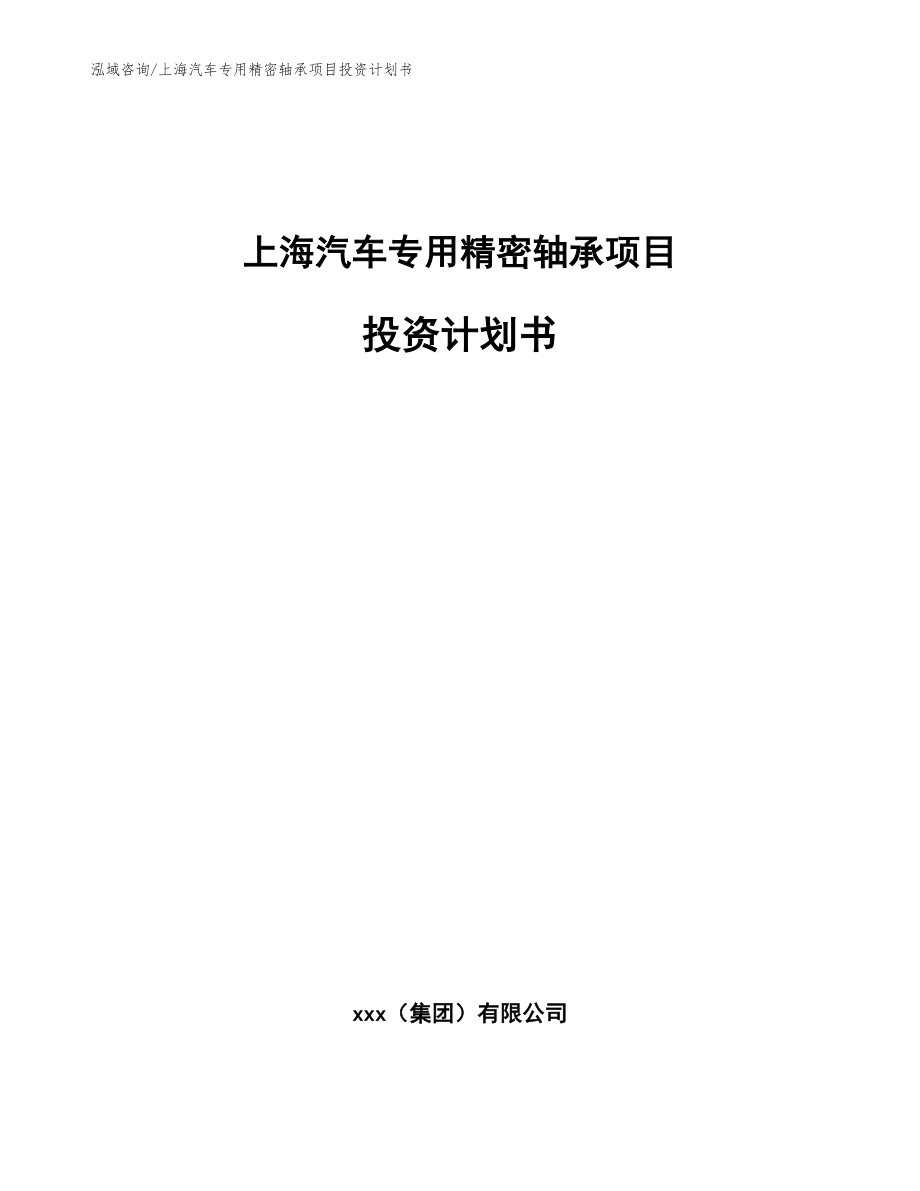 上海汽车专用精密轴承项目投资计划书_第1页