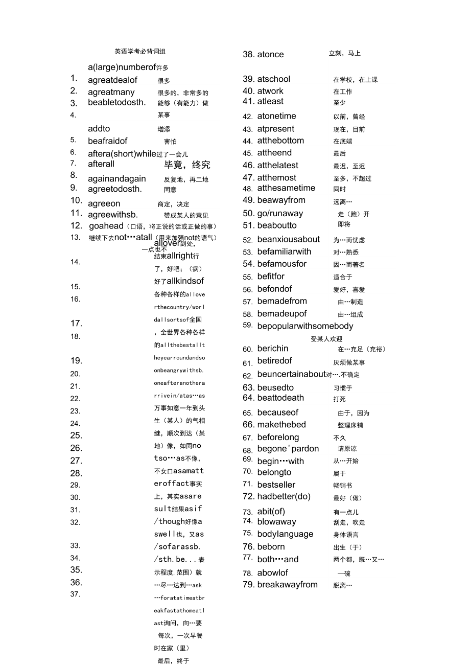 英語(yǔ)學(xué)考必背詞組_第1頁(yè)