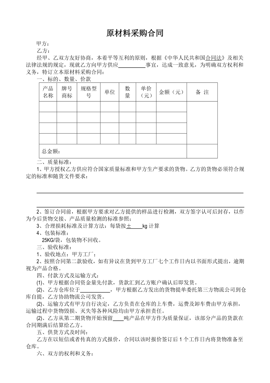 原材料采購(gòu)合同模板.doc_第1頁(yè)