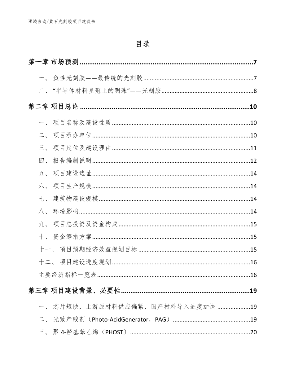 黄石光刻胶项目建议书【范文】_第1页