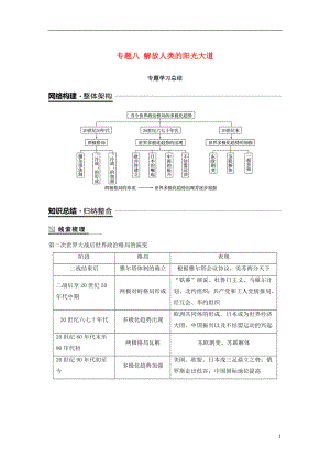 （浙江專用版）2018-2019高中歷史 專題八 解放人類的陽光大道專題學習總結(jié)學案 人民版必修1