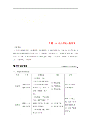 （江蘇專用）2019版高考歷史二輪復習 板塊四 選修部分 專題十六 中外歷史人物評說學案