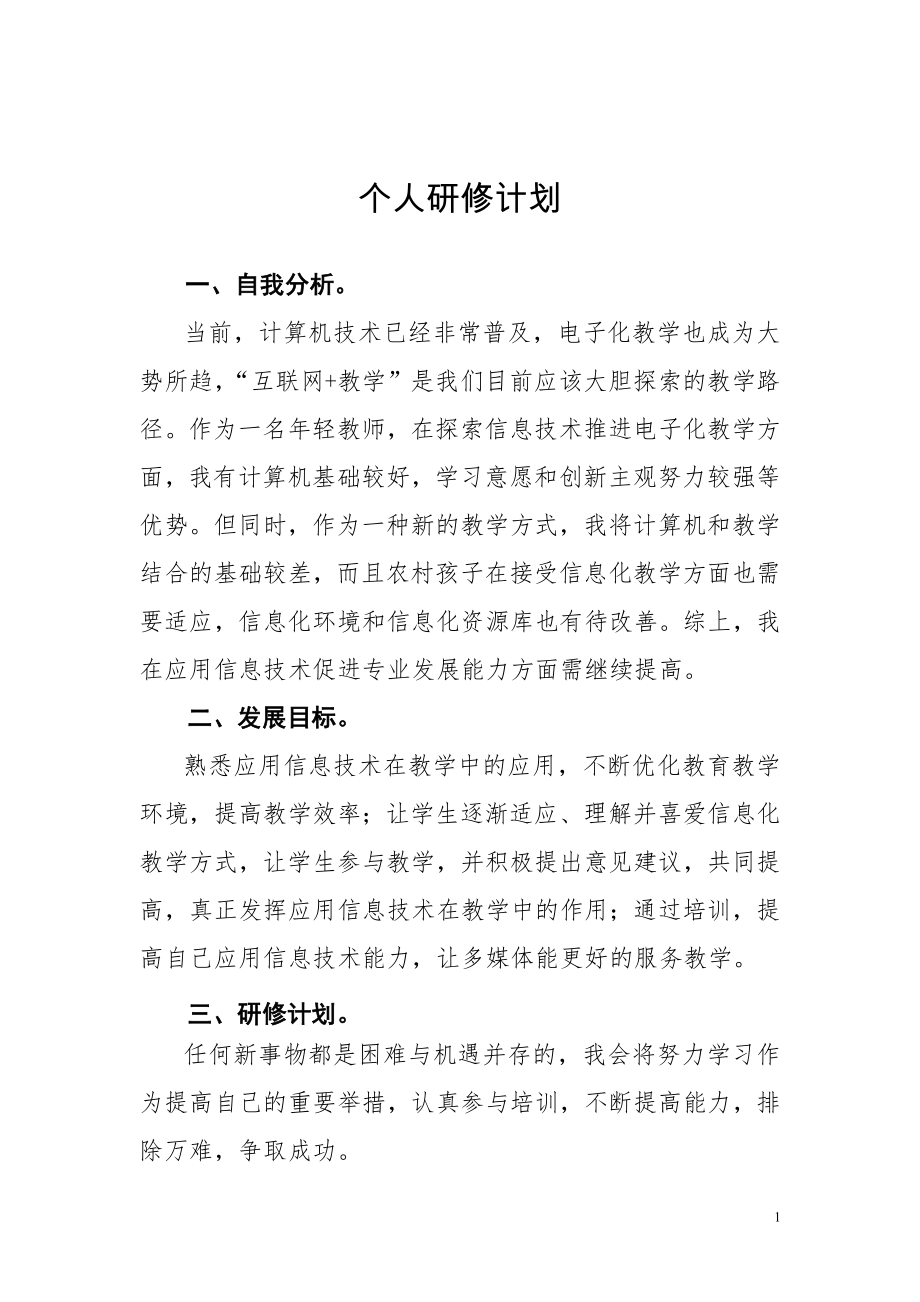 教师计算机能力提升个人研修计划_第1页