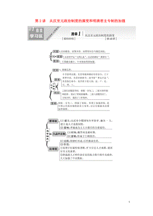 （江蘇專版）2020版高考?xì)v史一輪復(fù)習(xí) 模塊一 政治文明歷程 第一單元 古代中國的政治制度 第2講 從漢至元政治制度的演變和明清君主專制的加強學(xué)案（含解析）新人教版