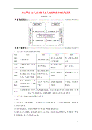 2018年秋高中歷史 第三單元 近代西方資本主義政治制度的確立與發(fā)展單元提升學(xué)案 新人教版必修1