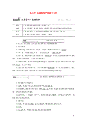 2016-2017學年高中歷史 第4章 資產階級代議制政治框架的構建 第2節(jié) 英國的資產階級代議制學案 北師大版選修2