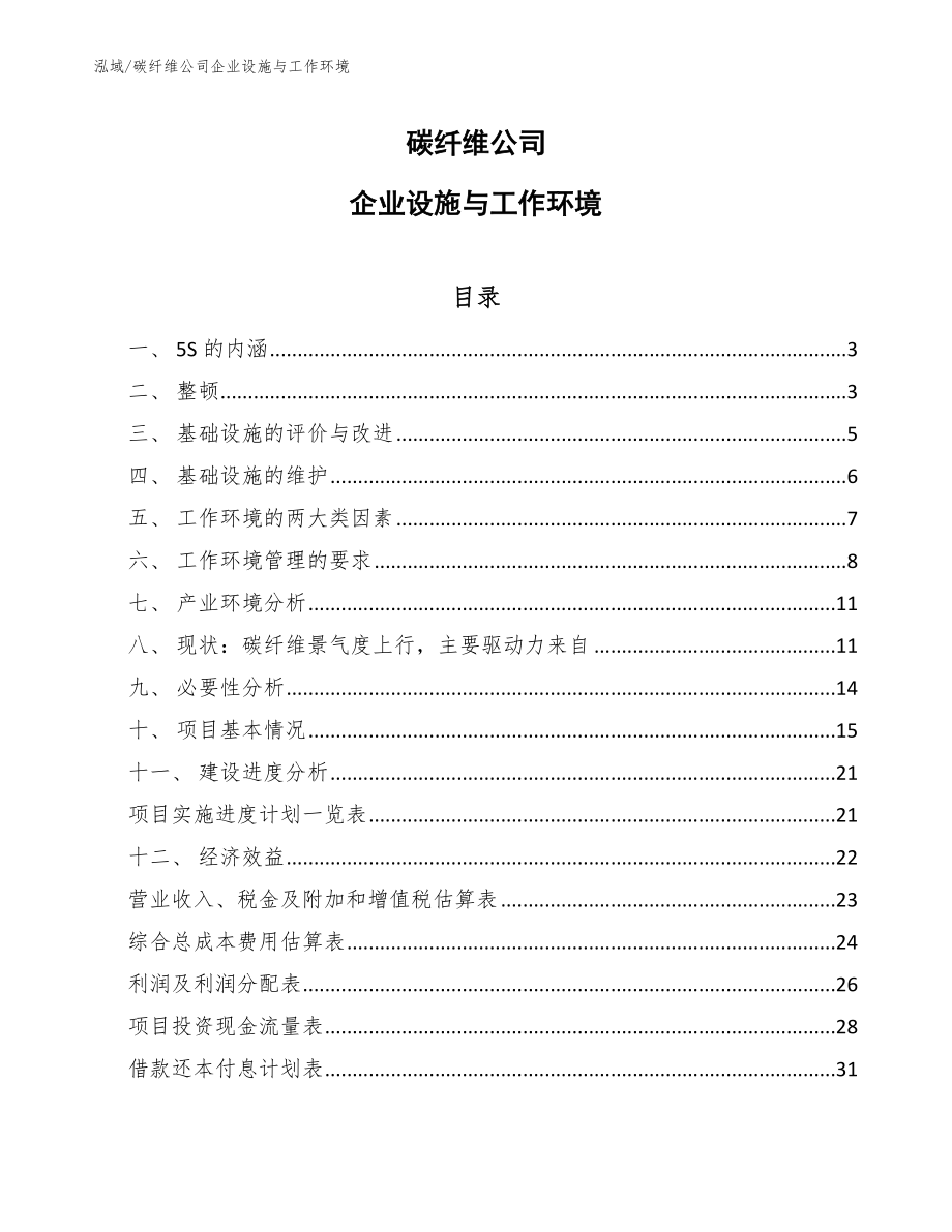 碳纤维公司企业设施与工作环境_范文_第1页