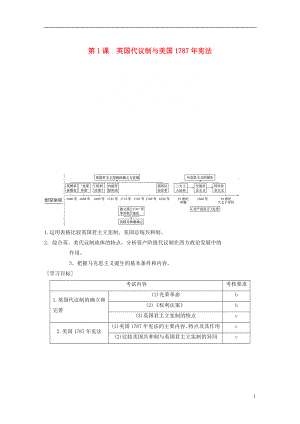 （浙江專用版）2018-2019高中歷史 專題七 近代西方民主政治的確立與發(fā)展和馬克思主義的誕生 第1課 英國代議制與美國1787年憲法學案 人民版必修1