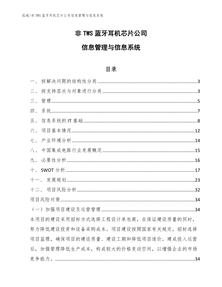 非TWS蓝牙耳机芯片公司信息管理与信息系统【范文】_第1页