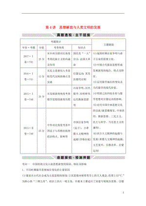 2019版高考?xì)v史二輪復(fù)習(xí) 第三部分 熱點(diǎn)串講篇 第4講 思想解放與人類文明的發(fā)展學(xué)案