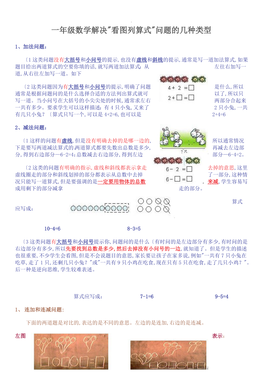 苏版数学一年级上册看图列式练习卷_第1页