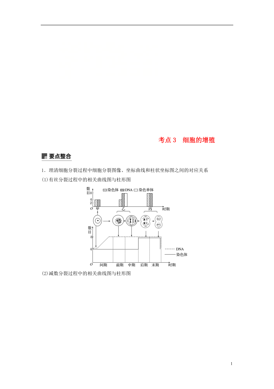 （通用版）2019版高考生物二輪復(fù)習(xí) 專題一 細(xì)胞的分子組成、基本結(jié)構(gòu)和生命歷程 考點(diǎn)3 細(xì)胞的增殖學(xué)案_第1頁(yè)