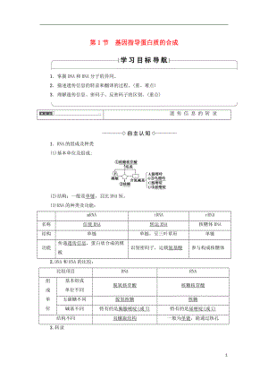 2018版高中生物 第四章 基因的表達 第1節(jié) 基因指導蛋白質(zhì)的合成學案 新人教版必修2