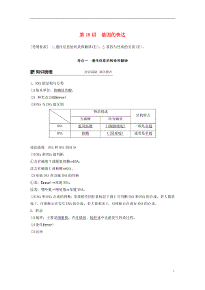 2018-2019學(xué)年高考生物大一輪復(fù)習(xí) 第六單元 遺傳的分子基礎(chǔ) 第19講 基因的表達(dá)學(xué)案