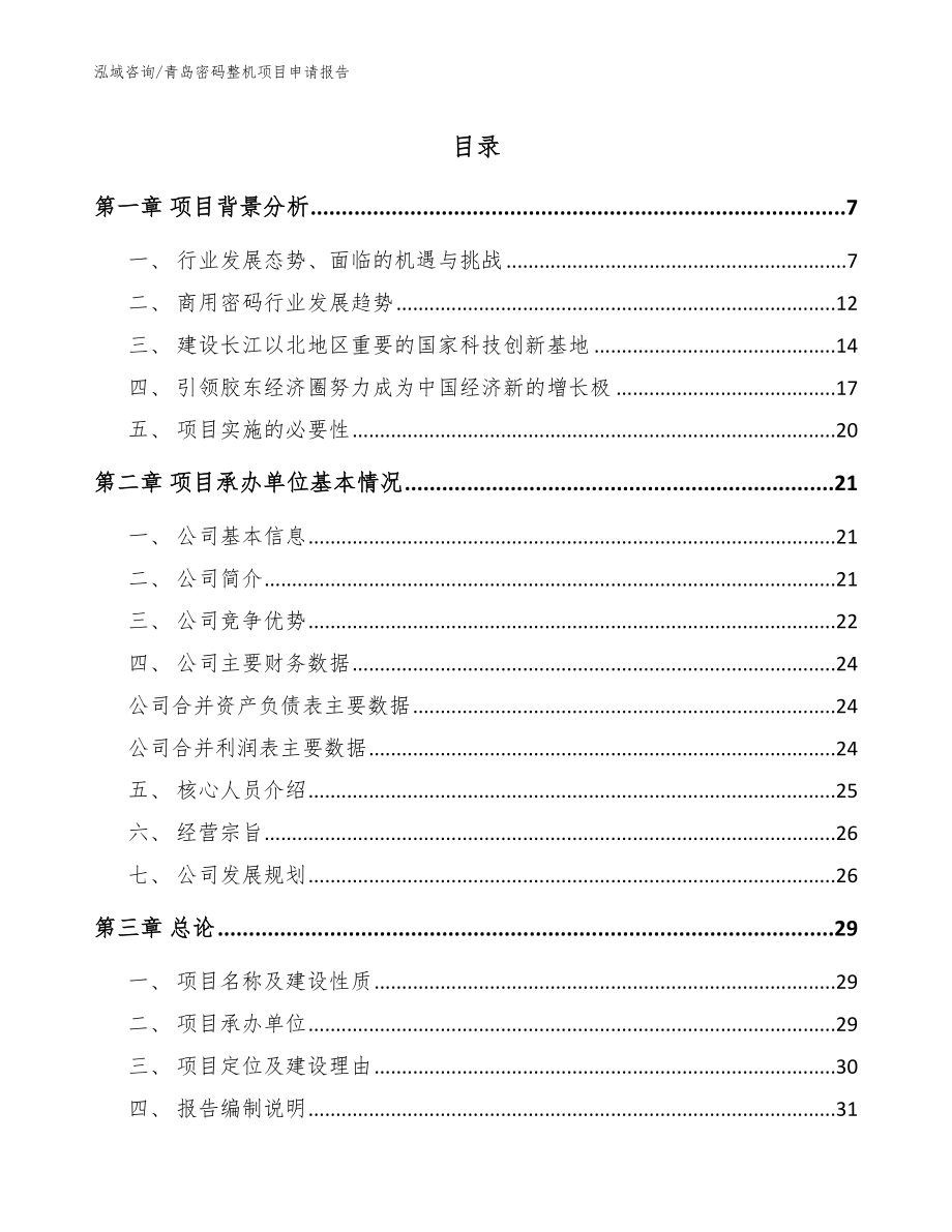 青岛密码整机项目申请报告模板参考_第1页
