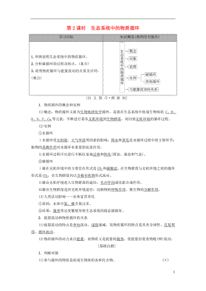 2018-2019高中生物 第4章 生態(tài)系統(tǒng)的穩(wěn)態(tài) 第2節(jié) 生態(tài)系統(tǒng)穩(wěn)態(tài)的維持 第2課時(shí) 生態(tài)系統(tǒng)中的物質(zhì)循環(huán)學(xué)案 蘇教版必修3