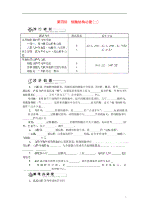 江蘇省2018版高中生物 第四講 細(xì)胞結(jié)構(gòu)功能（二）學(xué)案 蘇教版必修1