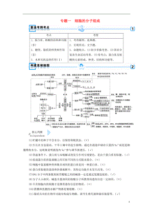 2019高考生物大二輪復(fù)習(xí) 專題一 細(xì)胞的分子組成學(xué)案