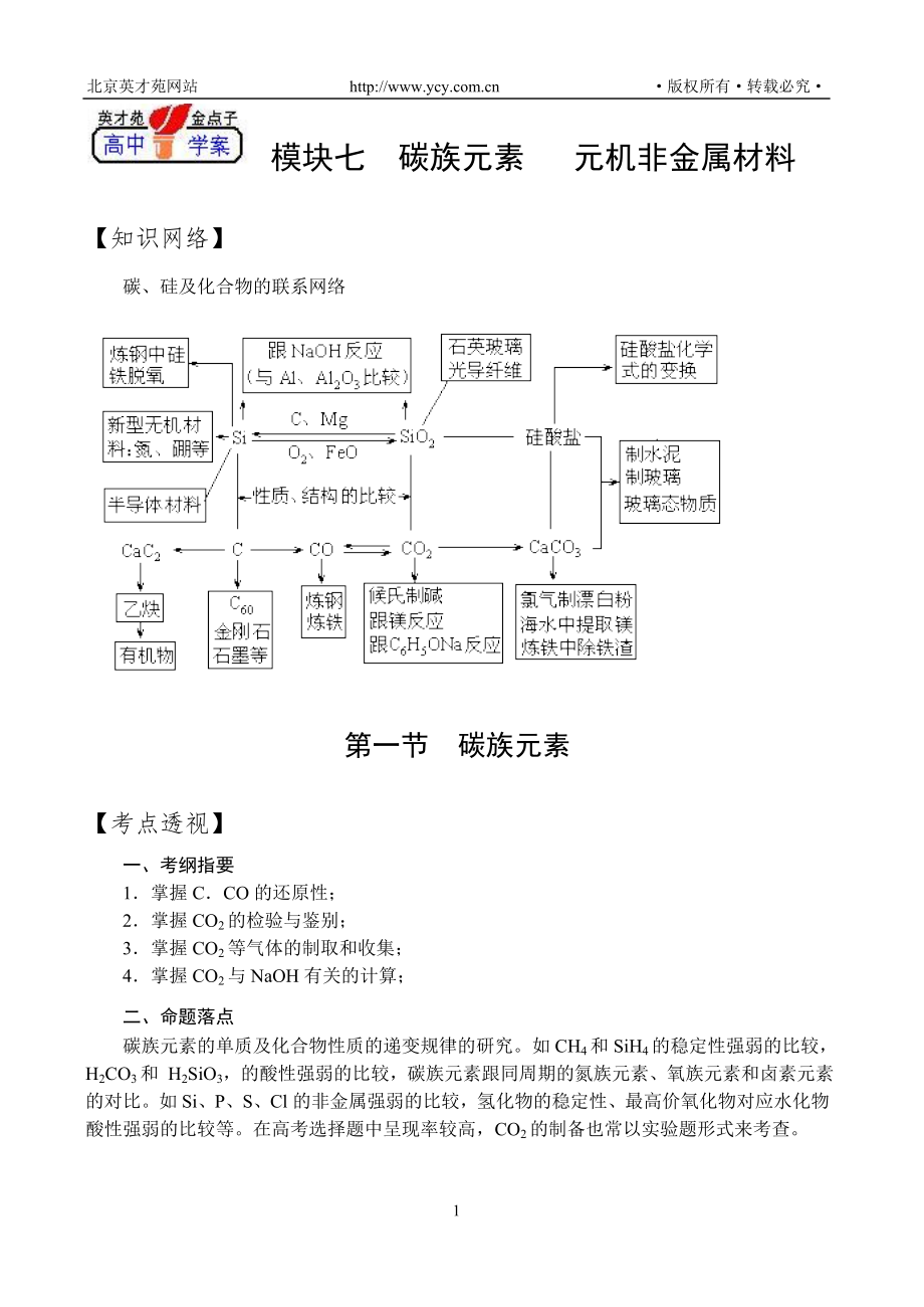 模塊七碳族元素 元機(jī)非金屬材料_第1頁(yè)