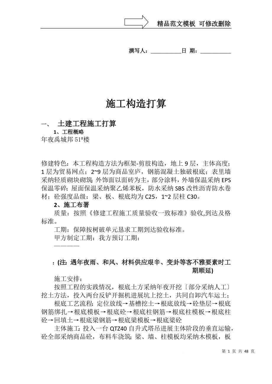 建筑行业大禹城邦51楼施工组织设计方案_第1页