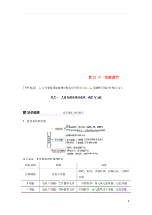 2018-2019學(xué)年高考生物大一輪復(fù)習(xí) 第八單元 生命活動(dòng)的調(diào)節(jié) 第26講 免疫調(diào)節(jié)學(xué)案