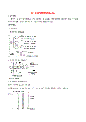 山東省2020年高考生物一輪復(fù)習(xí) 考點(diǎn)掃描 專題08 物質(zhì)跨膜運(yùn)輸?shù)姆绞剑ê馕觯? title=