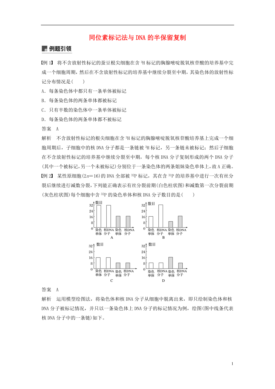 （全國(guó)通用版）2019高考生物二輪復(fù)習(xí) 專題四 遺傳的分子基礎(chǔ)、變異與進(jìn)化 小專題4 同位素標(biāo)記法與DNA的半保留復(fù)制學(xué)案_第1頁(yè)