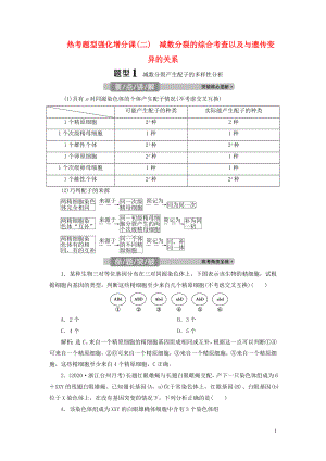 （浙江選考）2021版新高考生物一輪復(fù)習(xí) 專題4 細胞的增殖（含減數(shù)分裂中的染色體行為）和分化 熱考題型強化增分課（二） 減數(shù)分裂的綜合考查以及與遺傳變異的關(guān)系教學(xué)案 新人教版