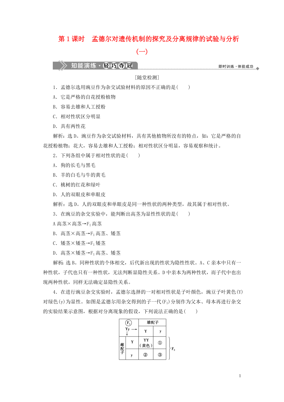 2019-2020學(xué)年高中生物 第4章 遺傳信息的傳遞規(guī)律 第1節(jié) 基因的分離規(guī)律 第1課時(shí) 孟德爾對遺傳機(jī)制的探究及分離規(guī)律的試驗(yàn)與分析（一）北師大版必修2_第1頁