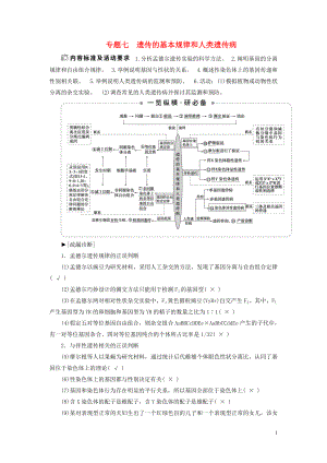 （新高考）2020高考生物二輪復(fù)習(xí) 第一部分 專題突破方略 板塊三 遺傳 專題七 遺傳的基本規(guī)律和人類遺傳病教學(xué)案