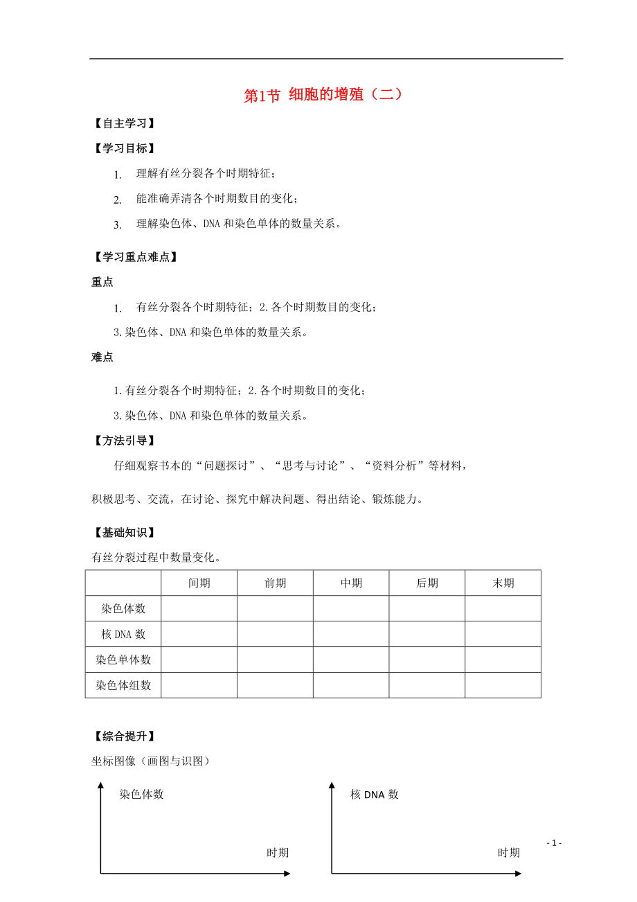 廣東省惠州市2019年高考生物總復(fù)習(xí) 6-1 細(xì)胞增殖（2）學(xué)案_第1頁